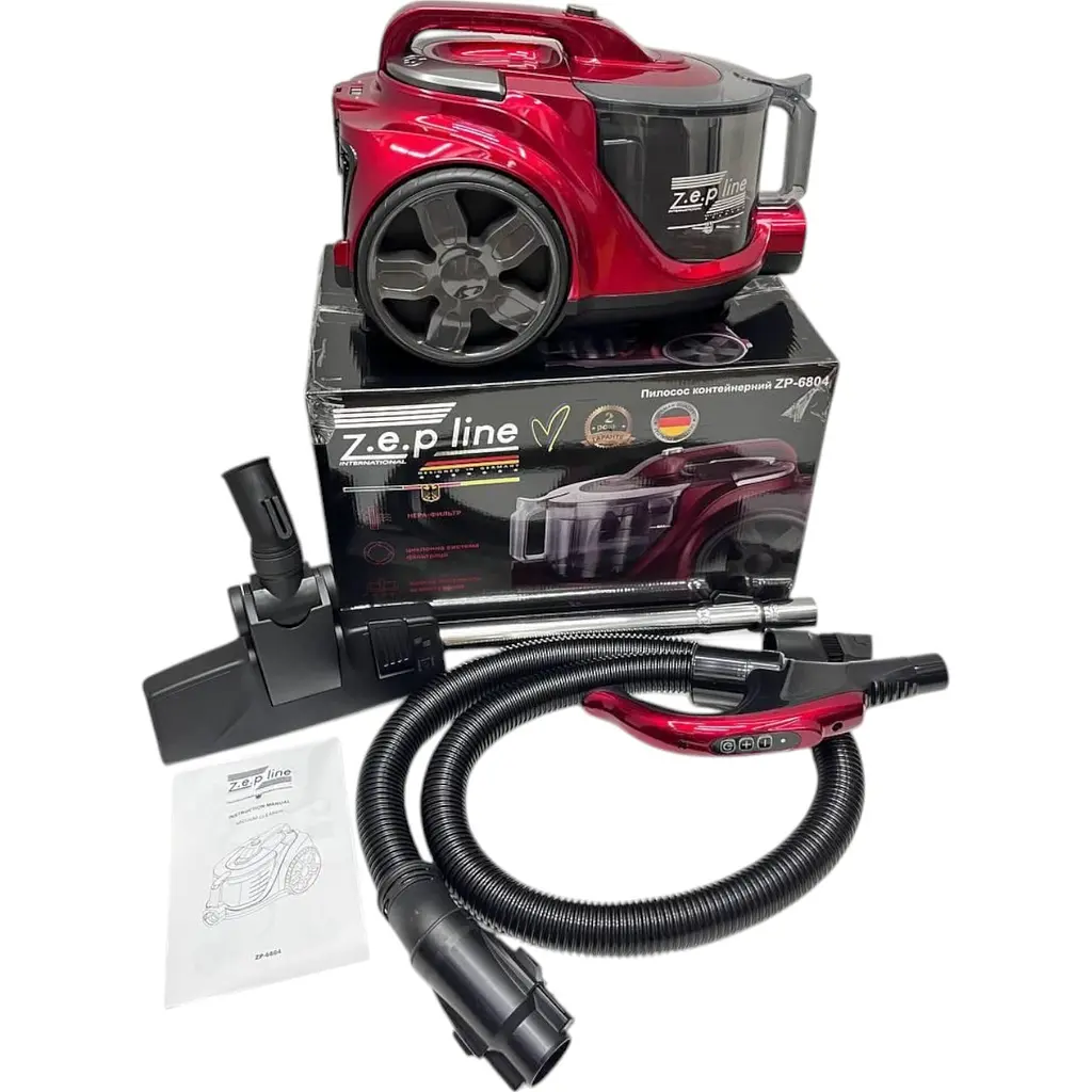 Контейнерний вакуумний пилосос Zepline ZP-6804 потужний з фільтром НЕРА 4 л 4000 Вт Червоний - фото 9