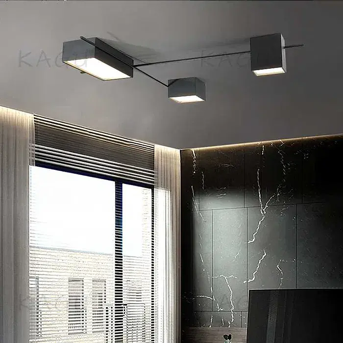 Сучасна світлодіодна люстра Kagu Led метал + акрил (Чорний) - фото 5