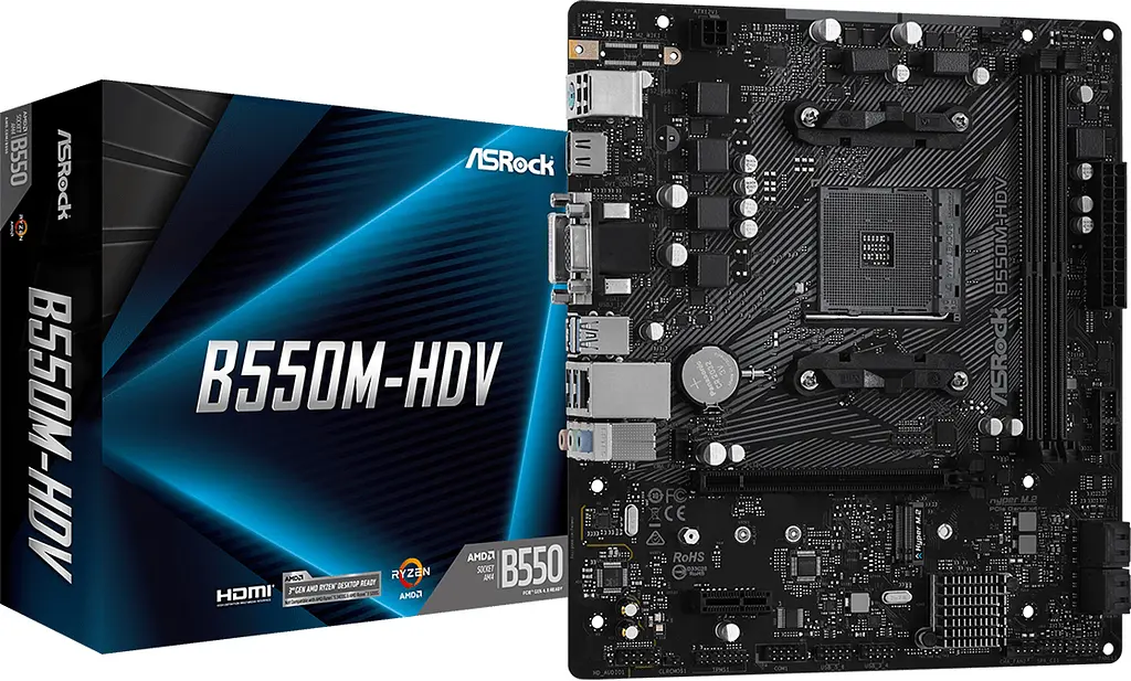 ASRock B550M-HDV (AM4/B550, 2*DDR4, PCIex16, DVI/HDMI/VGA, 4xSATA, M.2, GLan, 7.1ch, mATX) - фото 5