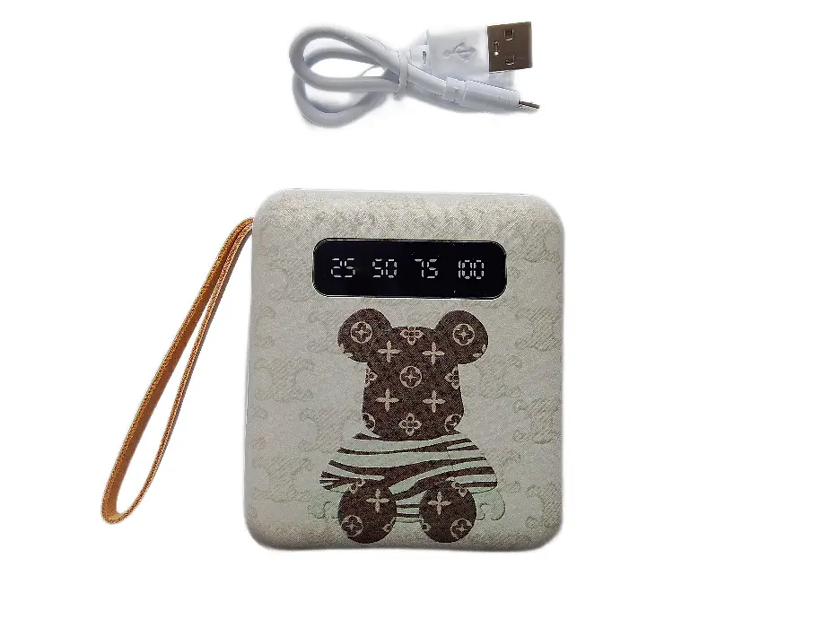 УМБ Power Bank 5000mAh повербанк з екраном і ліхтариком 4 в 1 Bearbrick White (17531) - фото 2