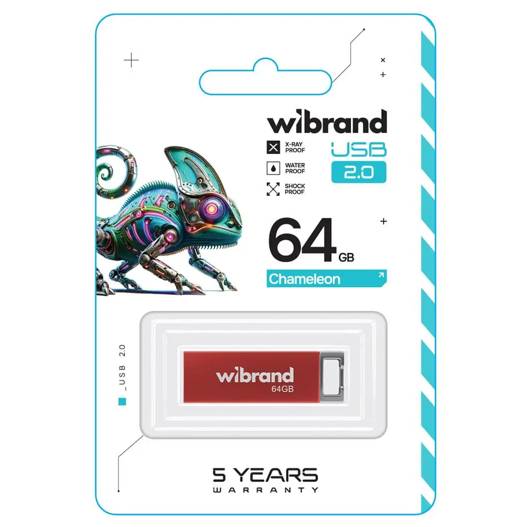 Flash Wibrand USB 2.0 Chameleon 64Gb Red - фото 2