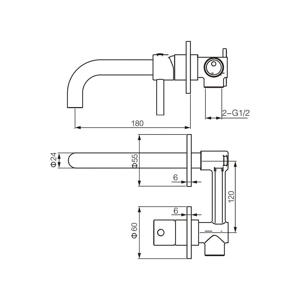 Змішувач для умивальника VBI Milano Long прихованого монтажу 18 см graphite VBI-050103GR - фото 2