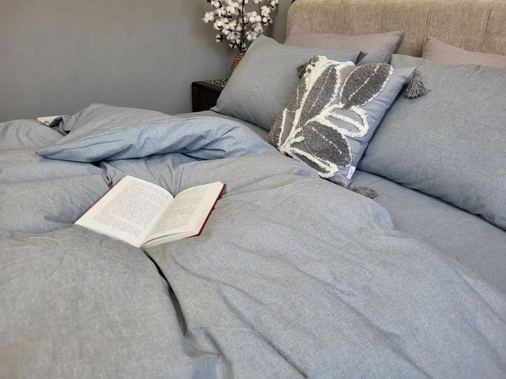 Комплект постільної білизни Washed Cotton з вареної бавовни Сірий Slate Gray - двоспальний - фото 2