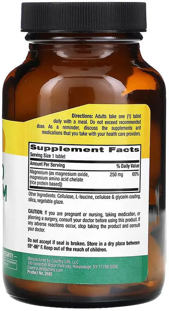 Магний в хелатной форме Country Life Chelated Magnesium 250 mg, 90 таблеток для расслабления мышц и здоровья костей - фото 2