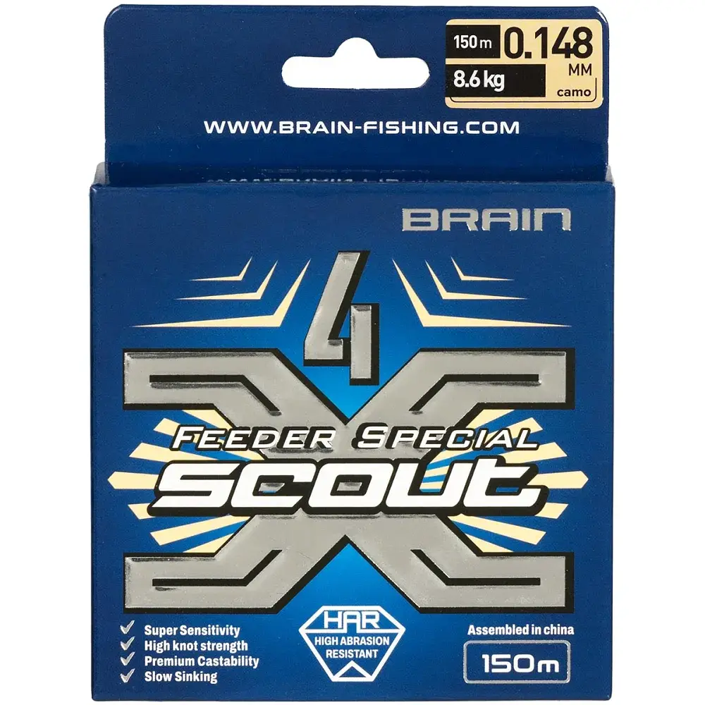 Шнур Brain Scout 4X 150 м (ca мo) 0.148 мм 8.6 кг - фото 2