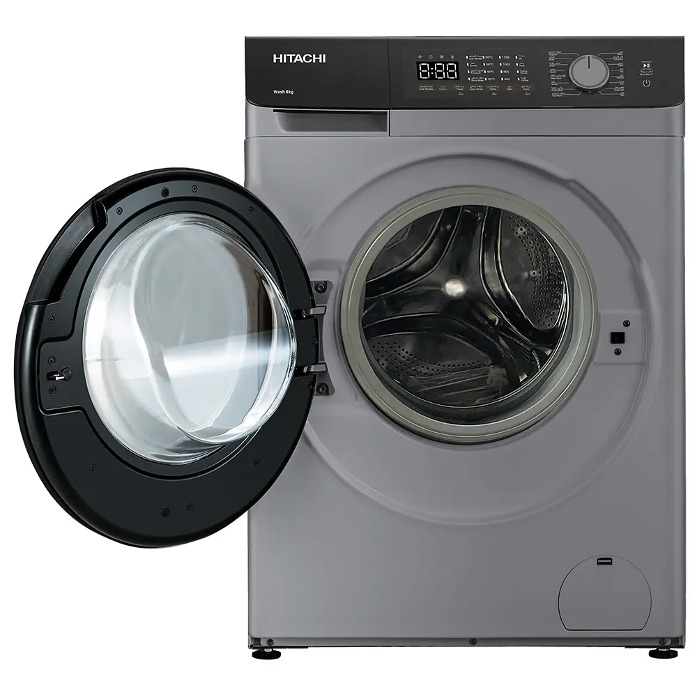 Пральна машина Hitachi фронтальна, 8кг, 1400, A+++, 60см, дисплей, пара, інвертор, люк чорний, cріблястий - фото 5