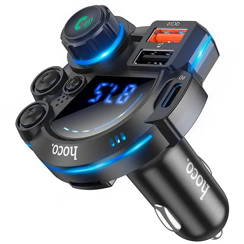 АЗУ FM модулятор Hoco DFM01 Legend 20W+QC3.0 (2USB-A/1C) Black - фото 2