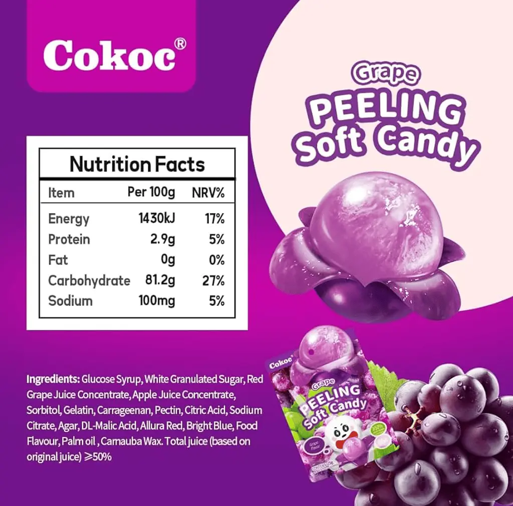 Желейні цукерки Cokoc Peeling Soft Candy Grape 75г - фото 6