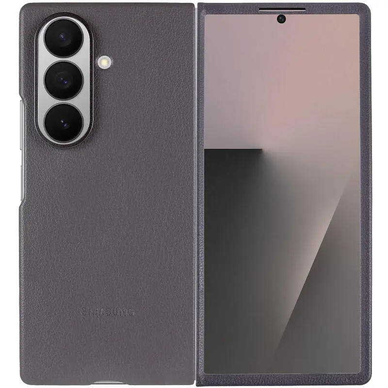 Кожаный чехол Leather Case (AAA) для Samsung Galaxy Z Fold7 Gray - фото 2