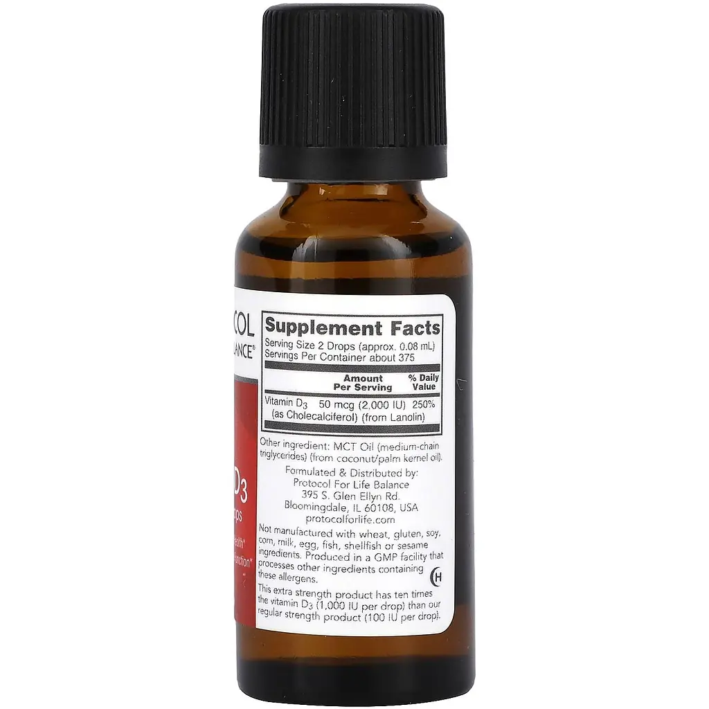 Витамин D3 Protocol for Life Balance Liquid Vitamin D3 повышенная сила 2000 МЕ 30 мл - фото 2