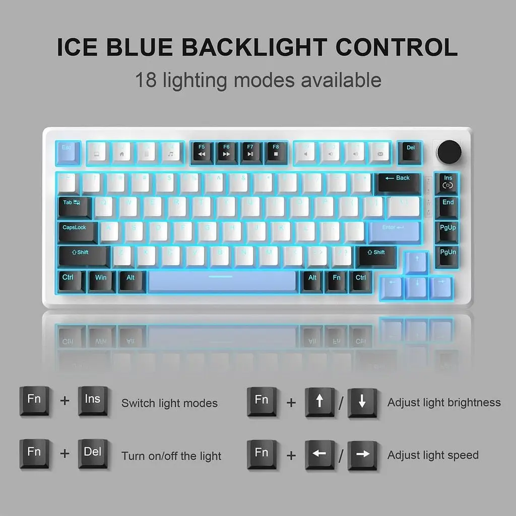 Клавіатура MageGee MK-Star 75 Brown Switch Black/White/Blue (6971969727953-UA) [159845] - фото 5