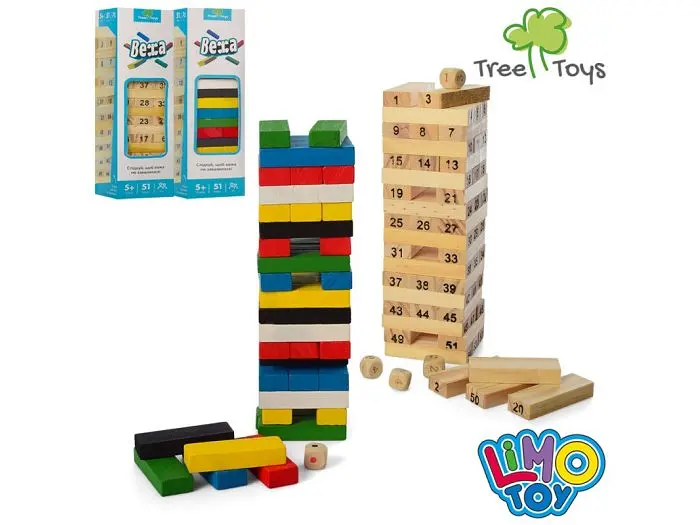 Дерев'яна іграшка Вежа, 51 блок, Limo Toy - фото 2