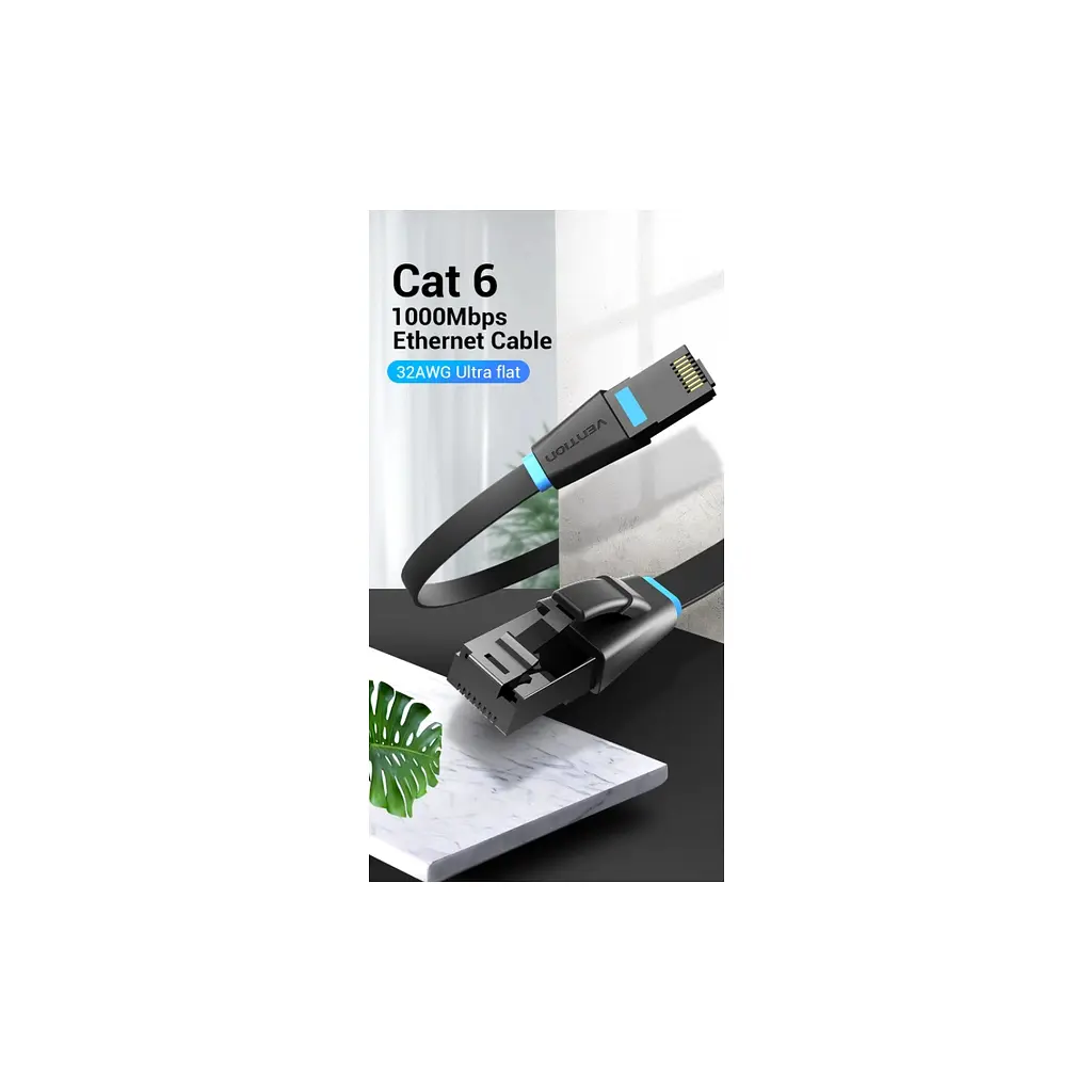 Патч-корд Vention 2 м, UTP Cat. 6 RJ-45 плаский чорний (IBJBH) - фото 5