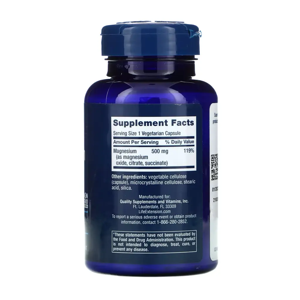 Магній Magnesium Caps 500 мг 100 вегетаріанських капсул - фото 2
