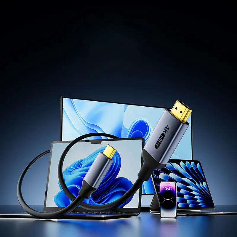 Кабель-перехідник Digital ZX167 USB Type-C - HDMI 4K 60Hz 2 м Чорний (HDMIC4K-2m) - фото 3