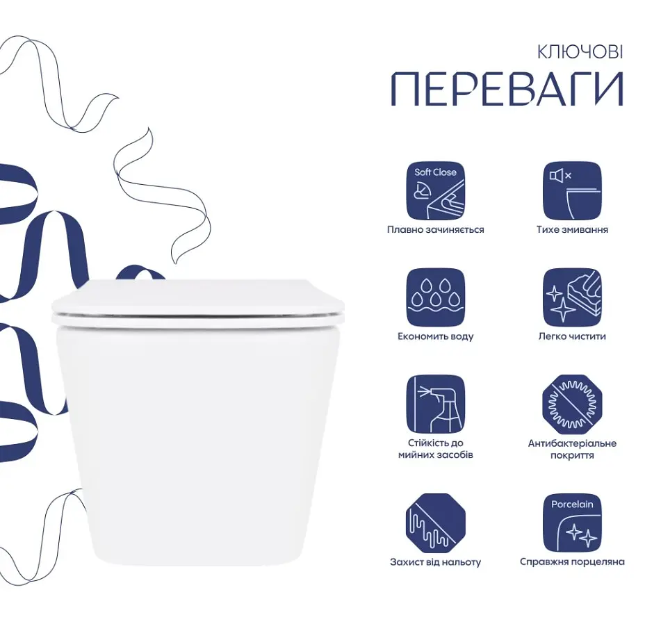 Унітаз підвісний Qtap Crow Rimless, з сидінням Slim Duroplast/ Soft-close/ Quick Release QT05335171RW - фото 2