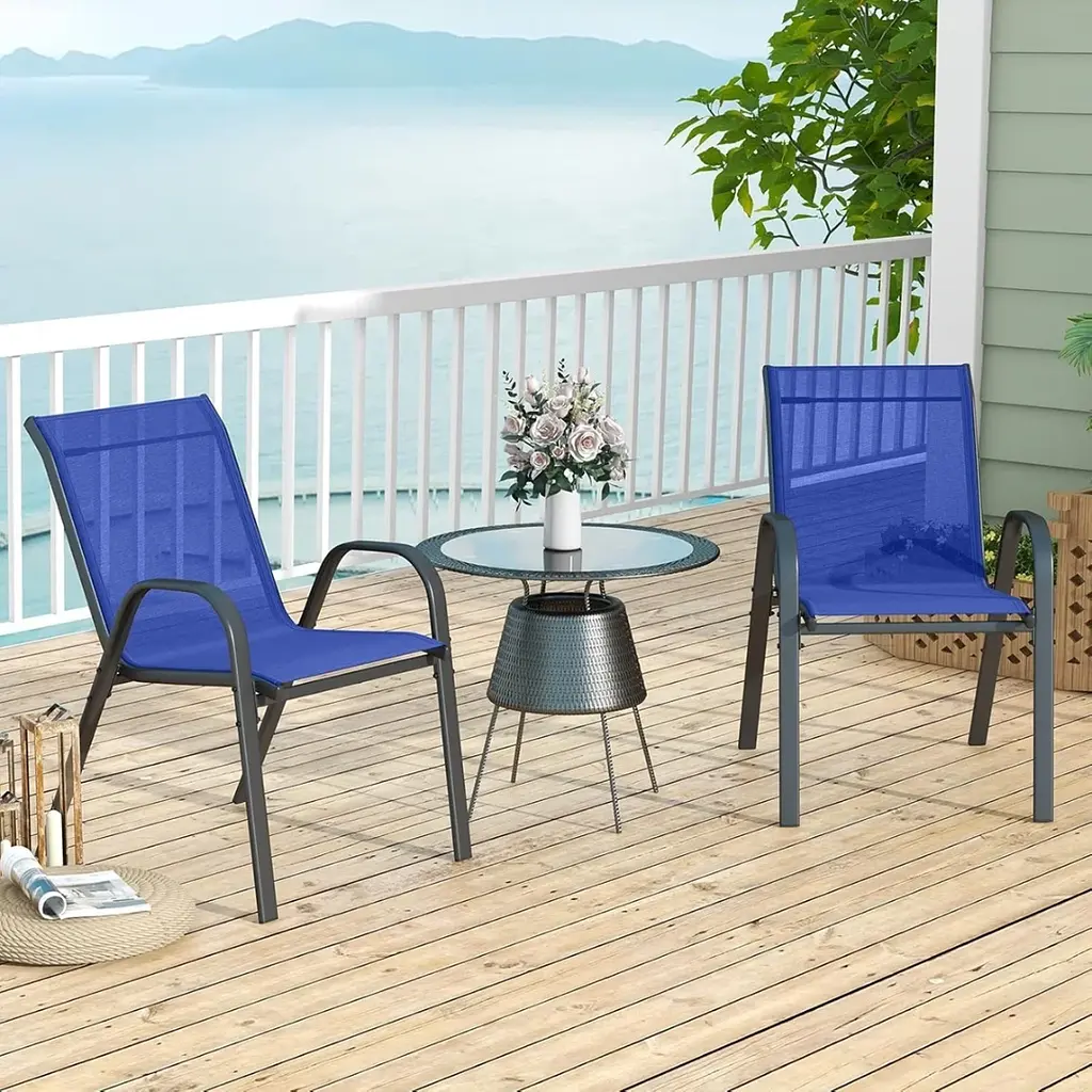 Комплект садових стільців Costway Patio з підлокітниками синій - фото 10