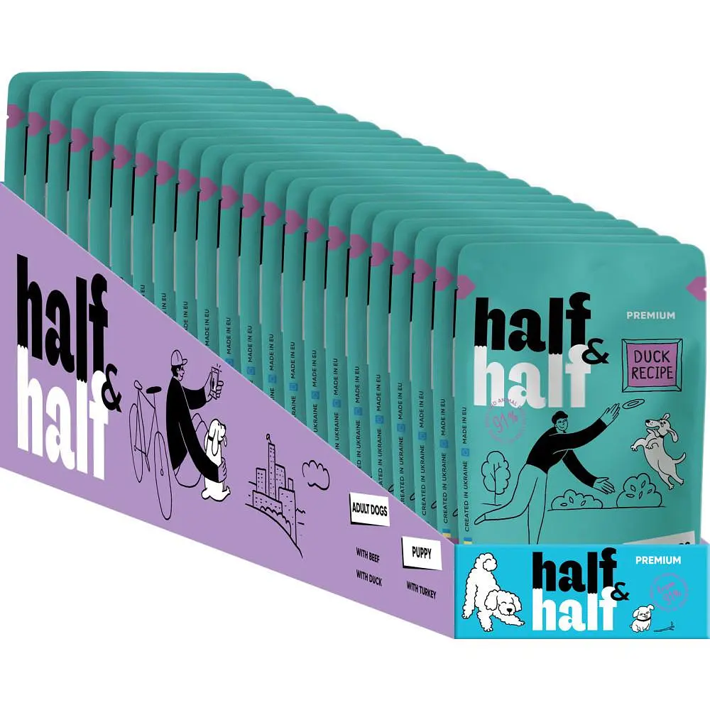 Влажный корм для взрослых собак Half&Half, Duck in Gravy for Adult Dogs, кусочки утки в соусе, 100 г - фото 3