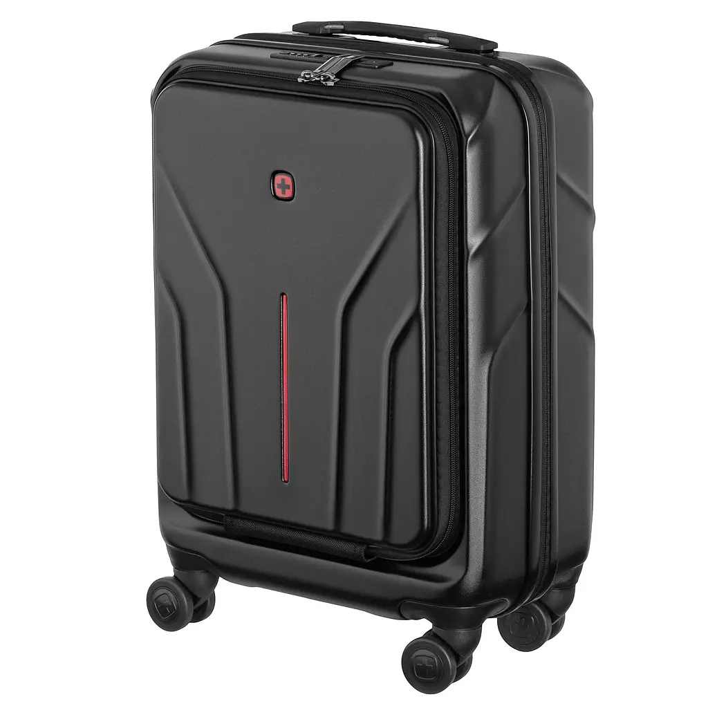 Wenger Валіза Wenger Amplix Hardside Carry-On, мала, з відсіком для н/б 16", полікарбонат, TSA, 4 колеса, розширення, USB, чорний - фото 2