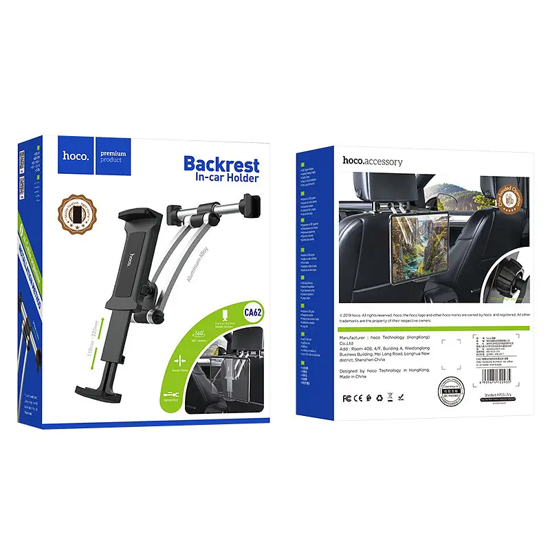Автотримач Hoco CA62 Aluminum Rear Pillow In-car (Black) [64548] - фото 5