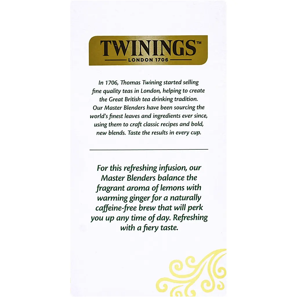 Уцінка. Чай Twinings фруктовий  лимон та імбір  в пакетиках 30 г (20 шт. х 1.5 г)  - фото 4