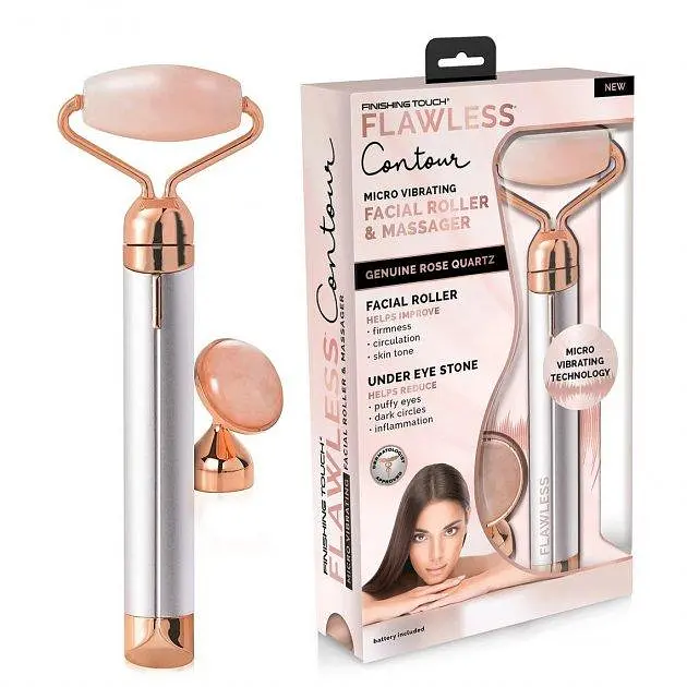 Електричний ролик - масажер для обличчя Flawless Contour · Кварцовий вібромасажер для обличчя з насадками - фото 5