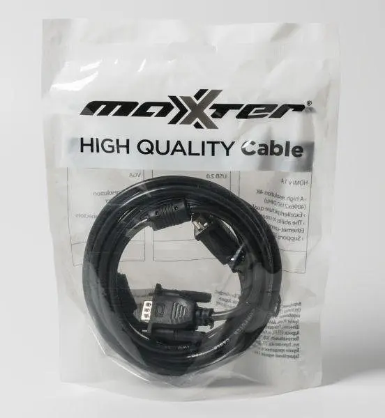 Кабель Maxxter VGA - VGA (M/M), HD15, 3+4C, з 2-ма феритами, 3 м, чорний (V-VGA-10) пакет - фото 2
