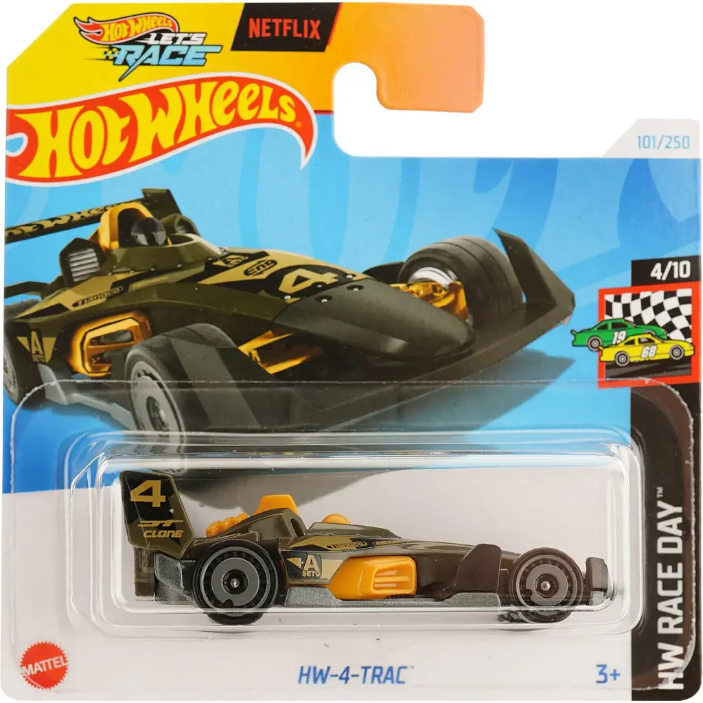 Набір: Базова машинка Hot Wheels Quarter Mile Heroes Retro-Active помаранчева (5785) + Базова машинка Hot Wheels HW Race Day HW-4-Trac чорна (5785) - фото 3