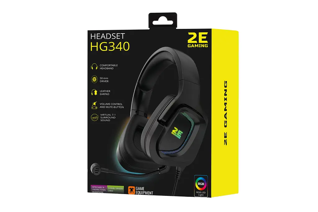 Навушники ігрові з мікрофоном 2E GAMING HG340 USB Black, 7.1, USB-A, RGB, 2 м - фото 9
