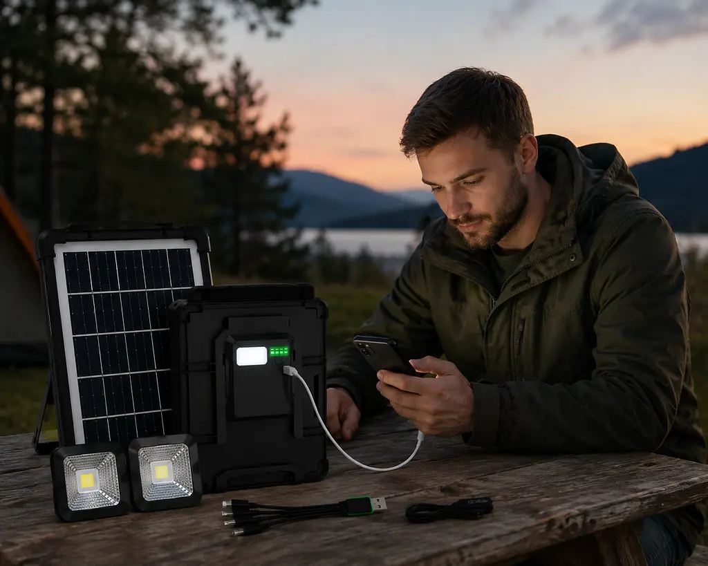 Портативна зарядна сонячна станція CoLamp CCLAMP CL-318PB-8W, 5400 mAh з LED-лампами / Автономне джерело живлення з сонячною панеллю - фото 3