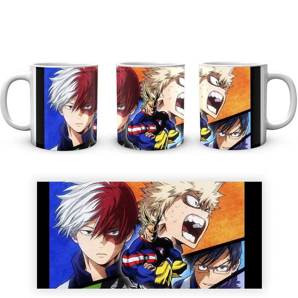 Кружка GeekLand Моя геройская академия My Hero Academia Всемогущий, Тодороки, Бакуго и Иида Коллаж MHA 02.528 330 мл белая - фото 3