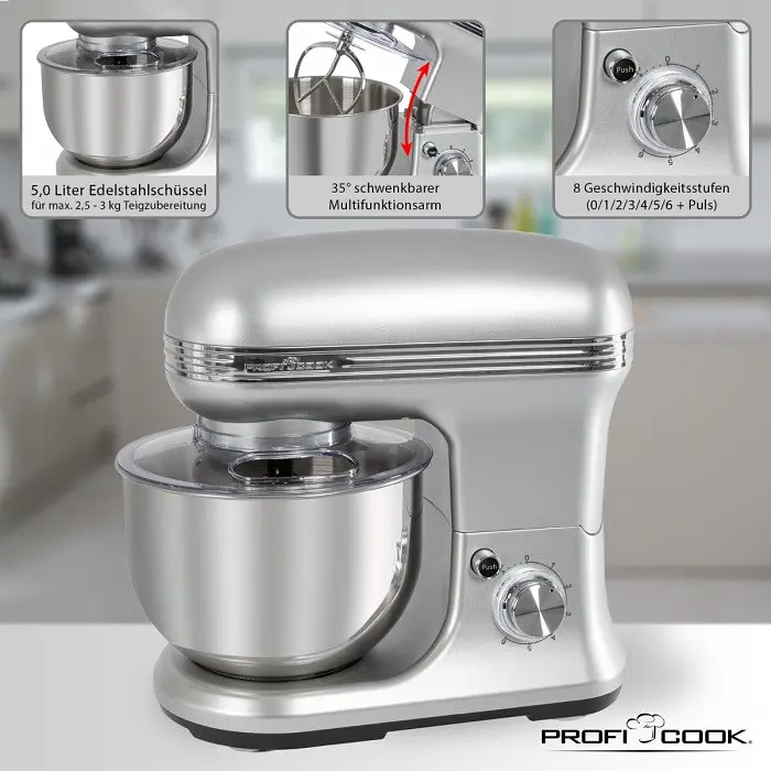 Планетарний міксер-тестоміс Profi Cook PC-KM 1222 5л - фото 5