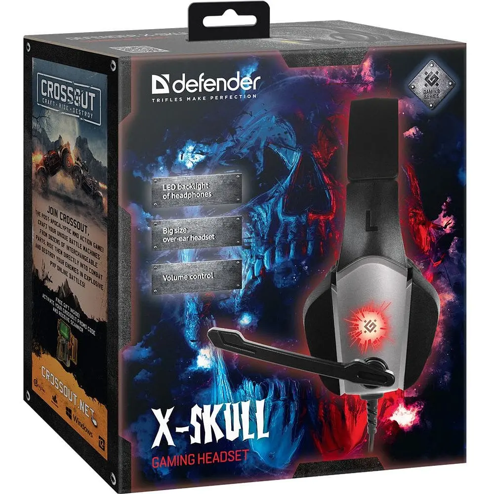 Ігрова гарнітура Defender X-Skull кабель 2.1 м чорно-сіра (64585) - фото 3