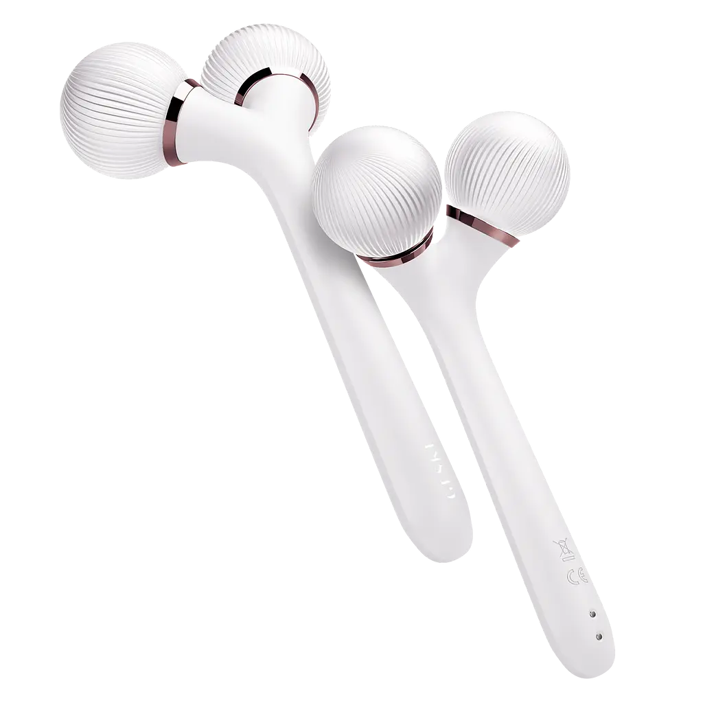 Электронный звуковой ролик для лица и тела GESKE Sonic Facial & Body Roller 4 в 1 пудровый - фото 3