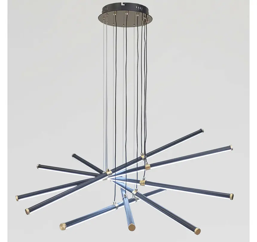Велика підвісна LED-люстра Artlight L445/6BK+GD 150 Вт, 3 режими, чорно-золота, висота до 105 см, від 30-40 м² - фото 4