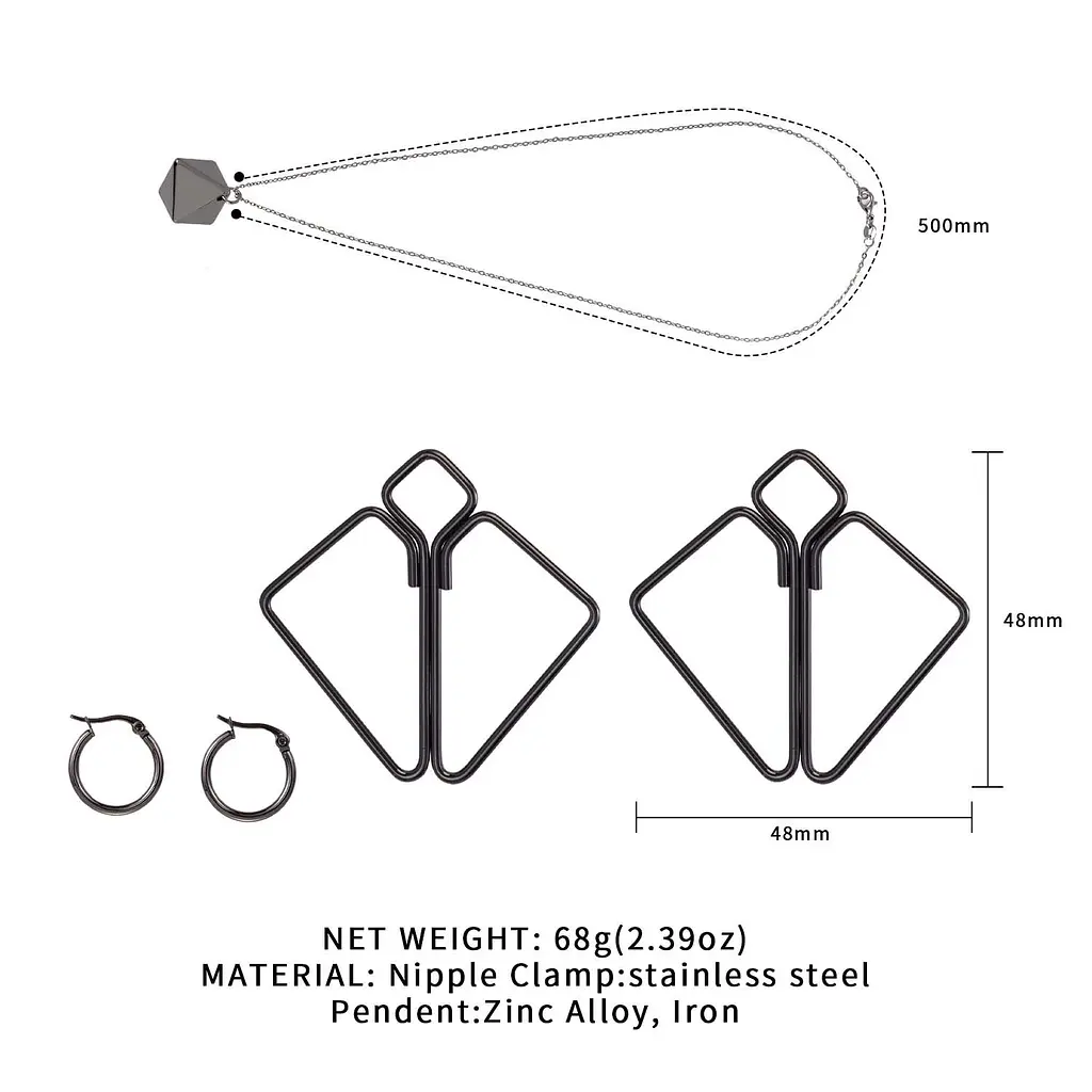 Затискачі для сосків з важкою підвіскою LOCKINK Nipple Clamps with Heavy Pendant, сріблясті - фото 7