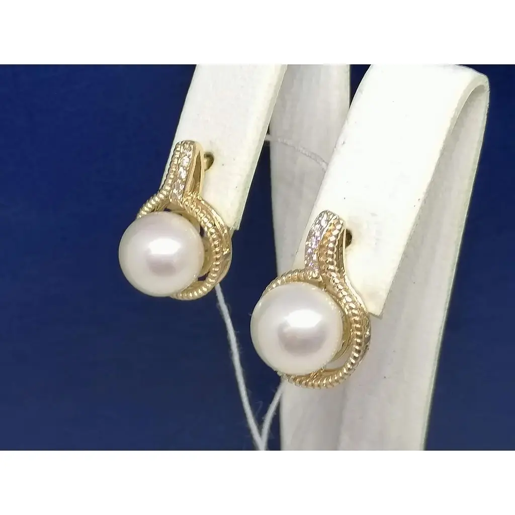 Золоті сережки Гаразд з перлами і фіанітами. 3532785 - фото 3