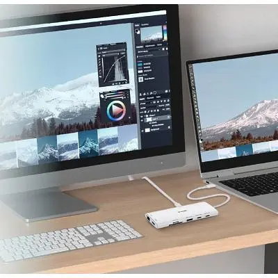 Концентратор D-Link USB-C 10-in-1 2xHDMI + 1xRJ45 1000Mbps + 2xUSB-C + USB 3.1 + USB 3.0 + SD + TF silver (DUP-A01) - фото 3