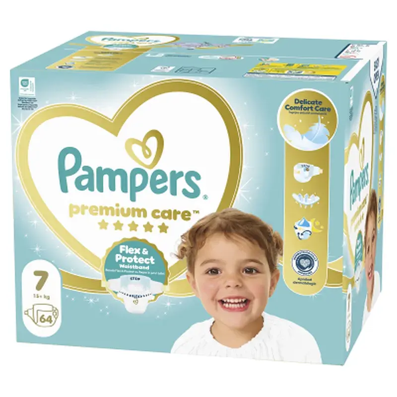 Підгузки Pampers Premium Care Розмір 7 15+ кг 64 шт (8006530260145) - фото 2