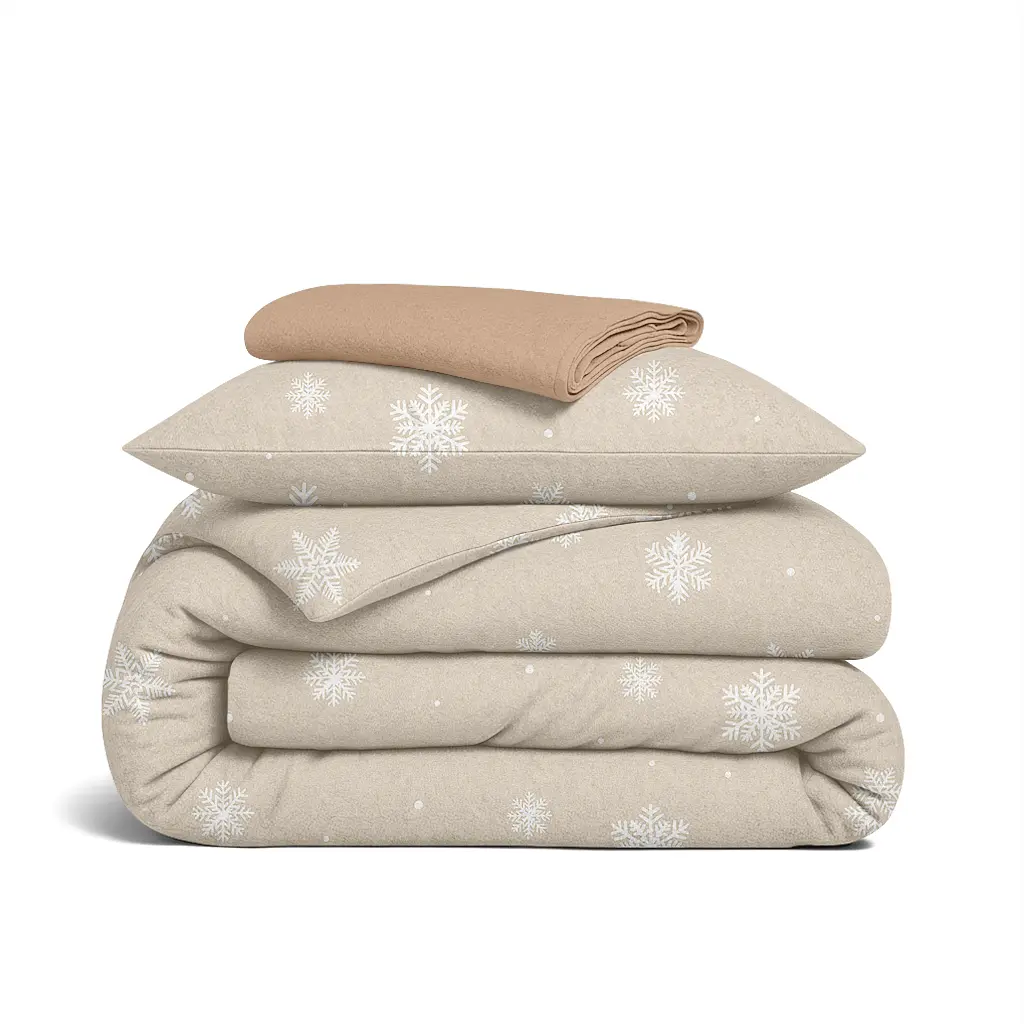 Дитяча постільна білизна фланель в ліжечко SNOWFLAKES LATTE CS2 COSAS (4822052477229)