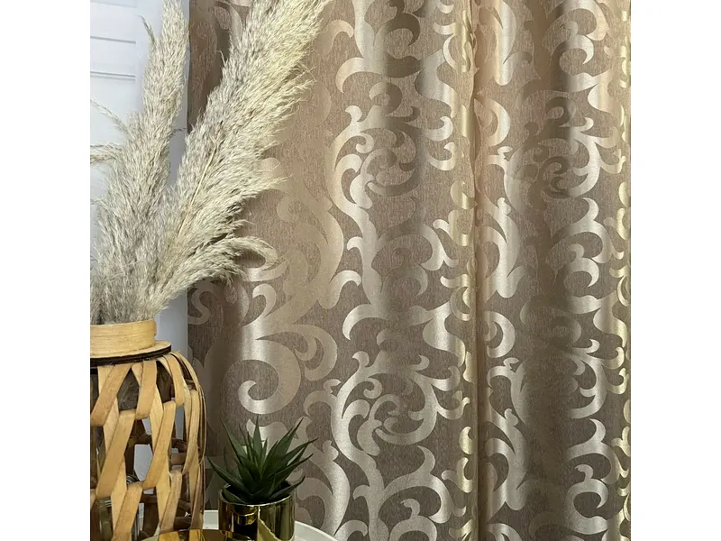 Штори жаккард "Вензель" кавовий150х270 см, 2шт, тасьма ALBO pbe0052940 - фото 8