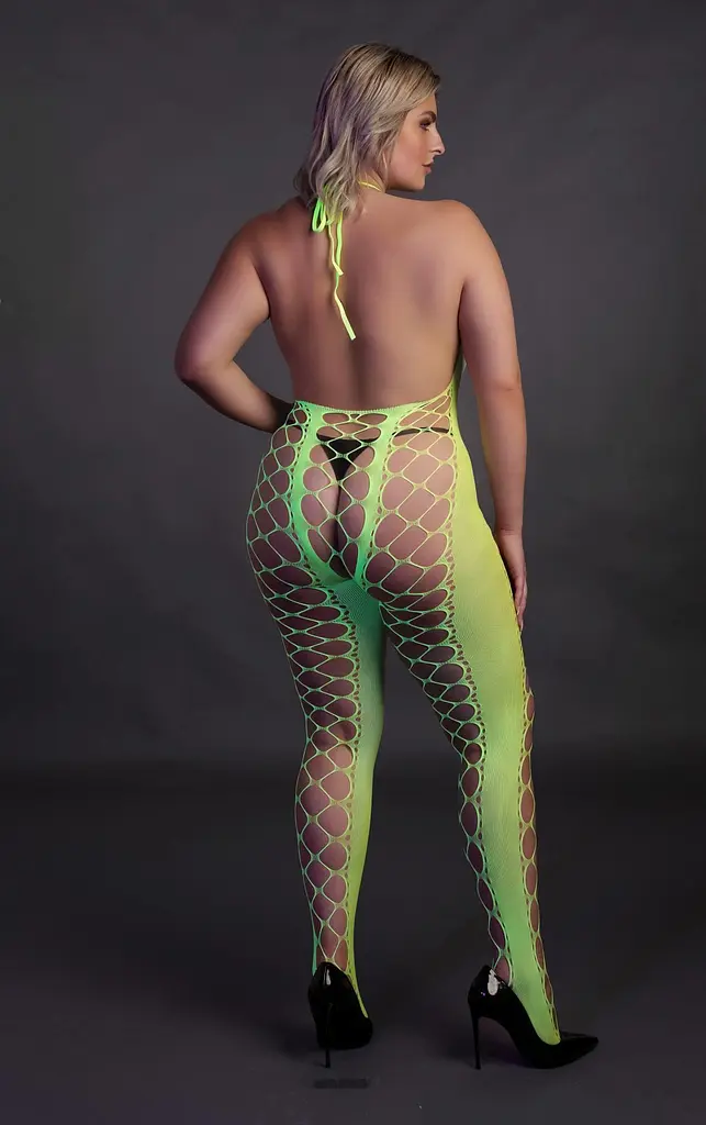 Бодістокінг Ouch! Bodystocking With Halterneck Green, XL/4XL - фото 7