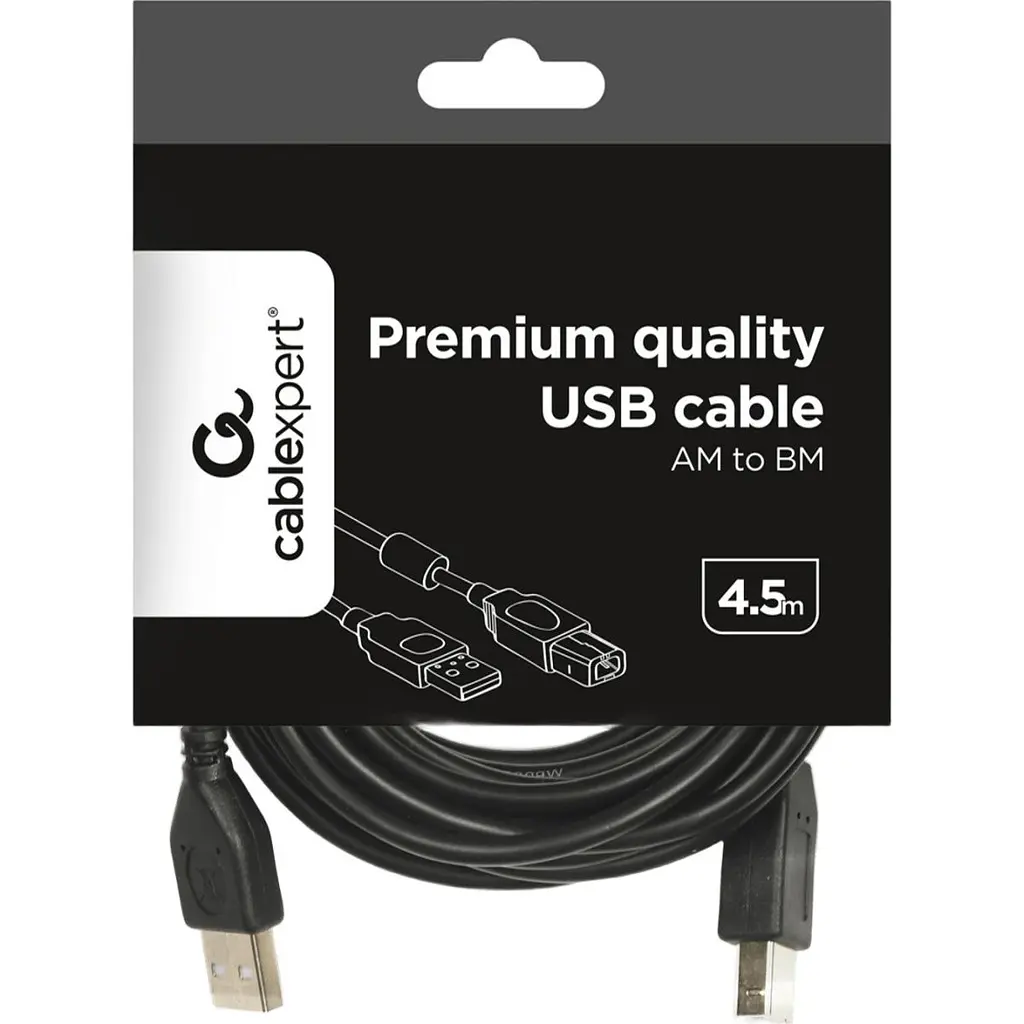 Кабель Cablexpert USB 2.0 AM/BM 4.5 m Black [CCF-USB2-AMBM-15] [119049] - фото 4