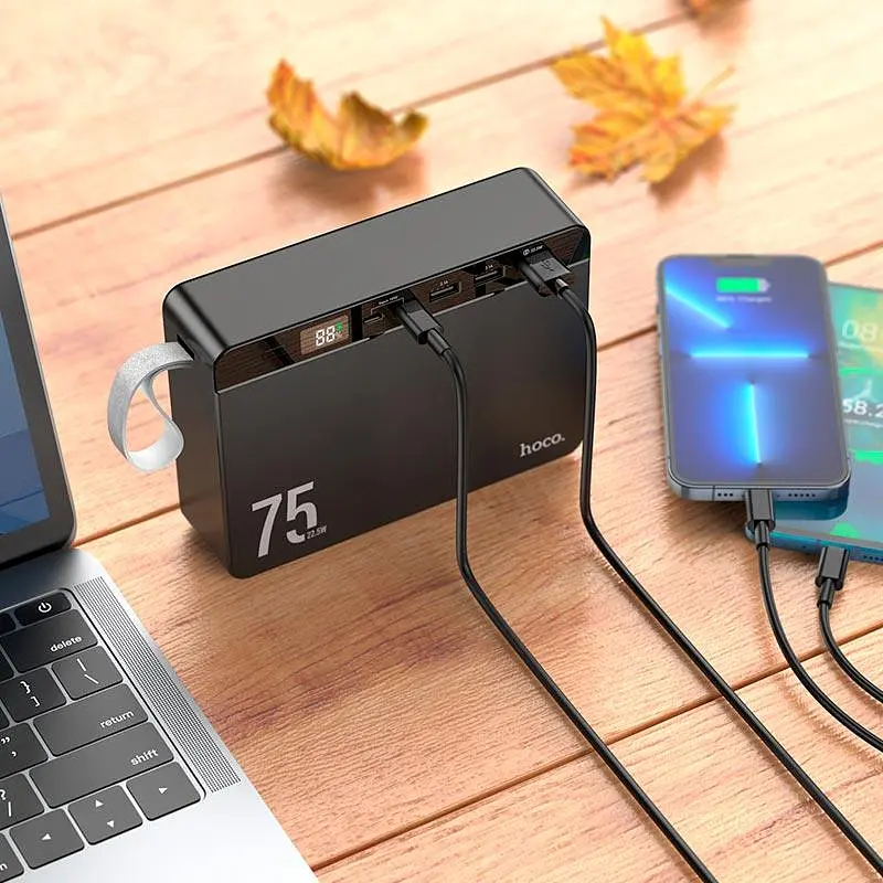 УМБ портативний зарядний акумулятор POWER BANK 75000mAh 22.5W з швидкою зарядкою PD20W QC LCD дисплей повербанк Hoco J94 - фото 2