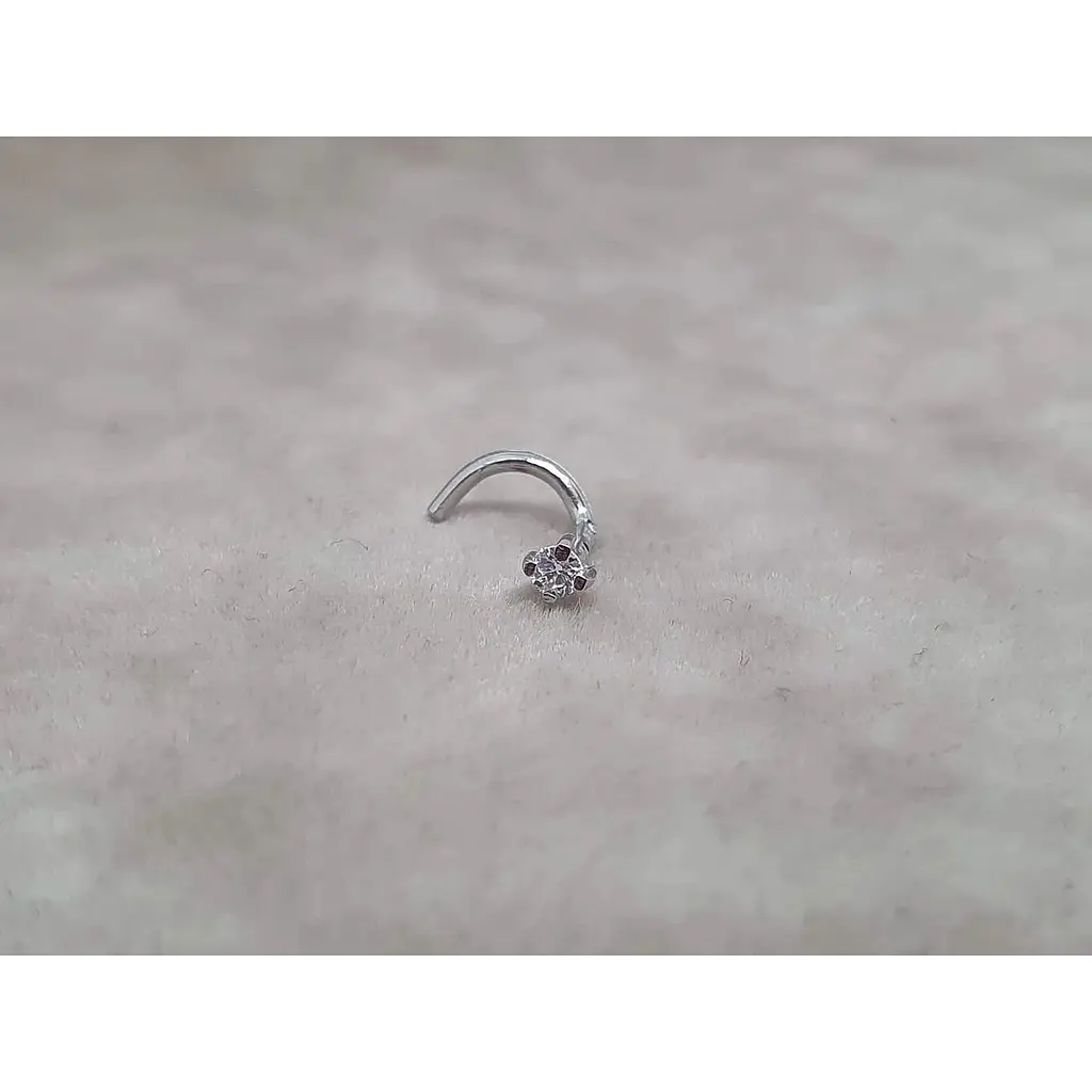 Золотая серьга-пирсинг Астор в нос с фианитом. 2182121Б - фото 2