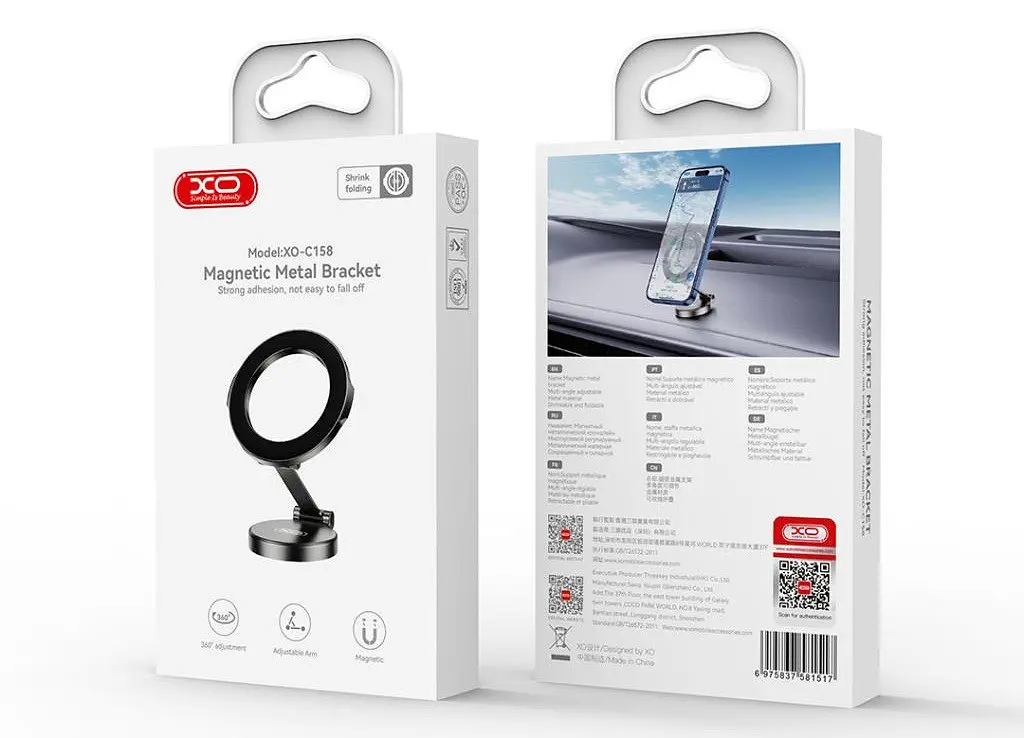 Автодержатель XO C158 Universal Magnetic 360 rotating Phone Holder черный (7109738) - фото 4