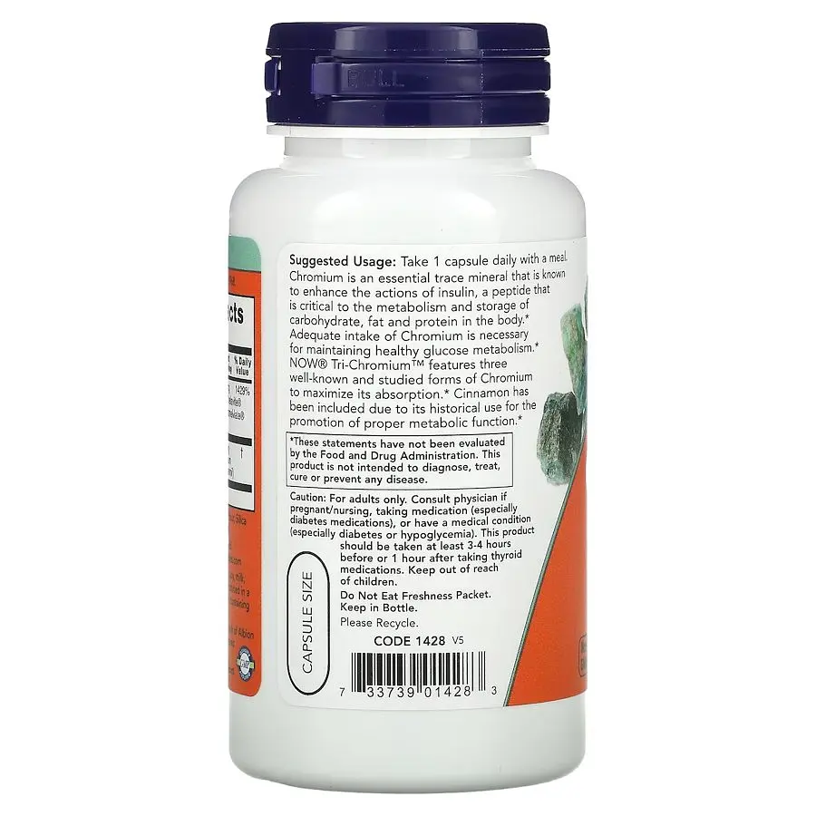 Витамины и минералы NOW Tri-Chromium 500 mcg, 90 вегакапсул - фото 3