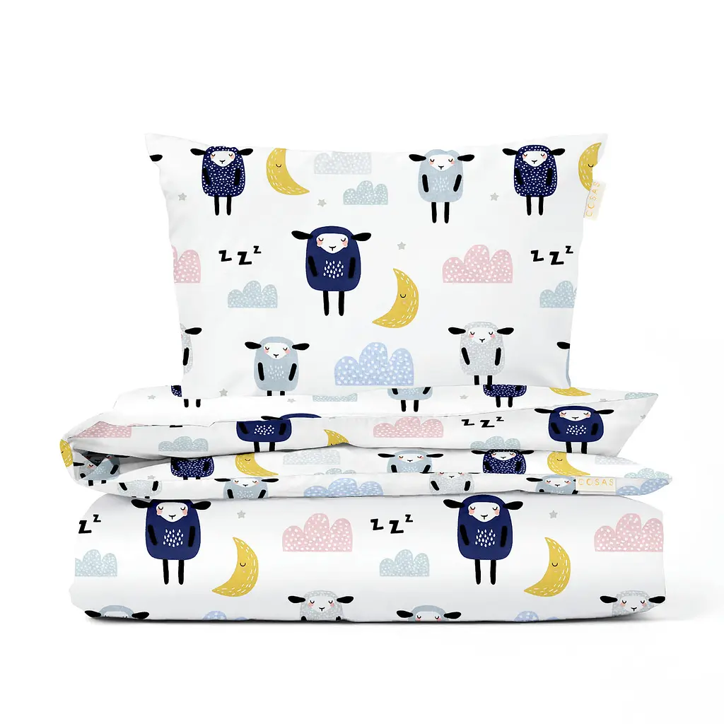 Дитяча постіль Cosas Sheeps без простирадла 110х140 см (SheepBlueSkyeyGrey_140_2)
