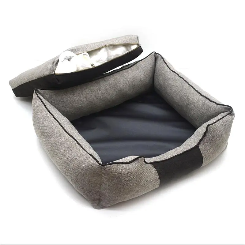 Лежак для собак та котів Zoo-hunt Герос прямокутний бежевий+коричневий №2 50х65х18 см - фото 3