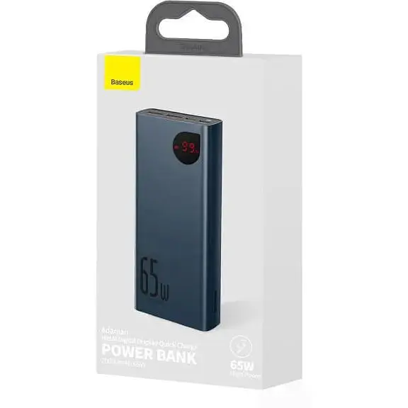 Павербанк Baseus Adaman Metal мощный для ноутбуков телефонов 20000 mAh 65W синий + кабель USB to Type-C - фото 8
